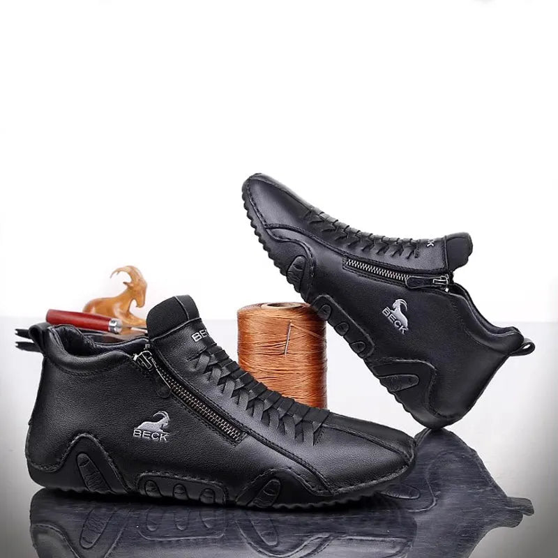 High-top Leather Soft-soled Casual Shoes
