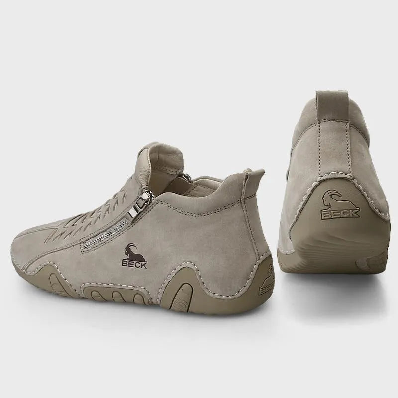 Side Zipper Leather Shoes