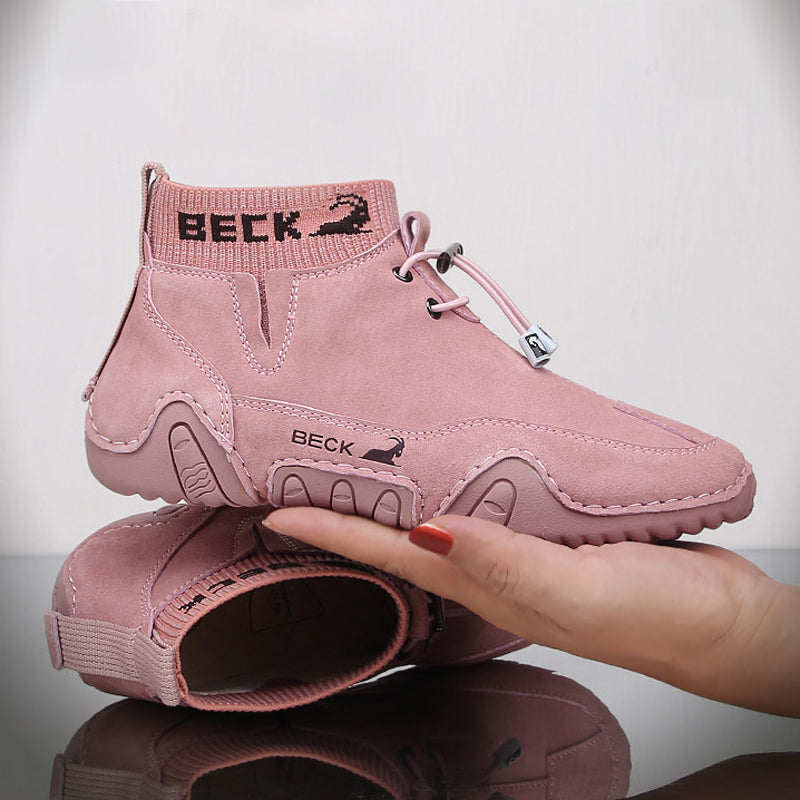 Hand-stitched Leather Ankle Boots For Women