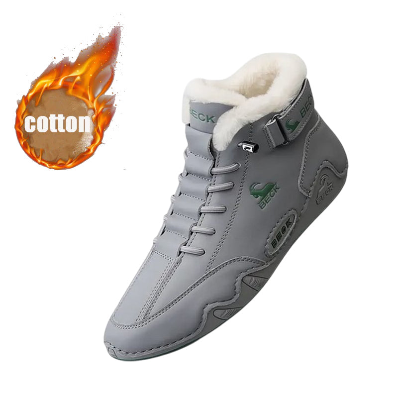 Leather Non-slip Soft Sole Warm Daily Casual High-top Sneakers