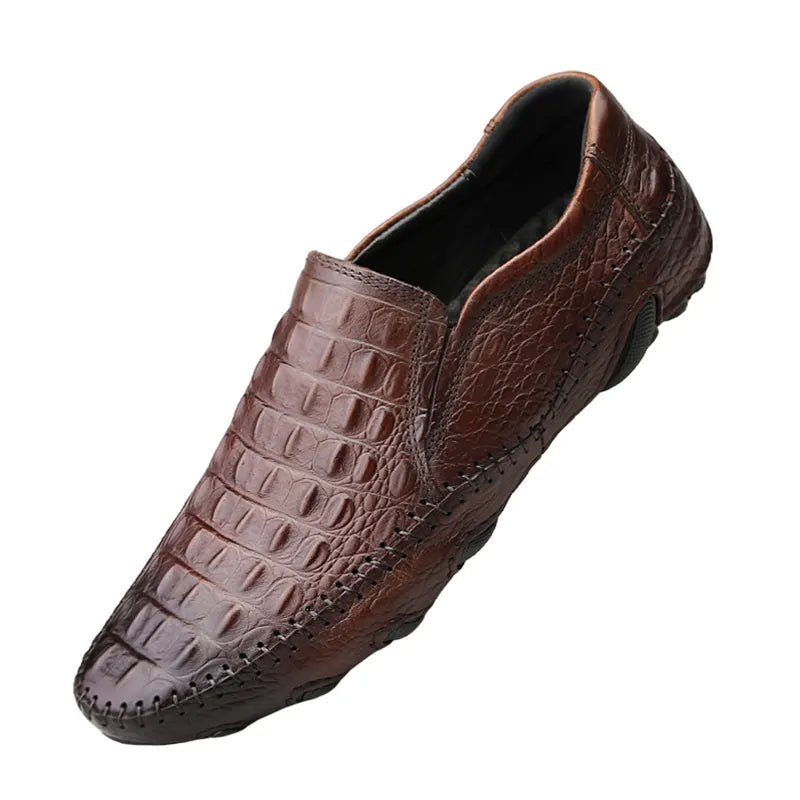 Crocodile Print Moccasin Shoes