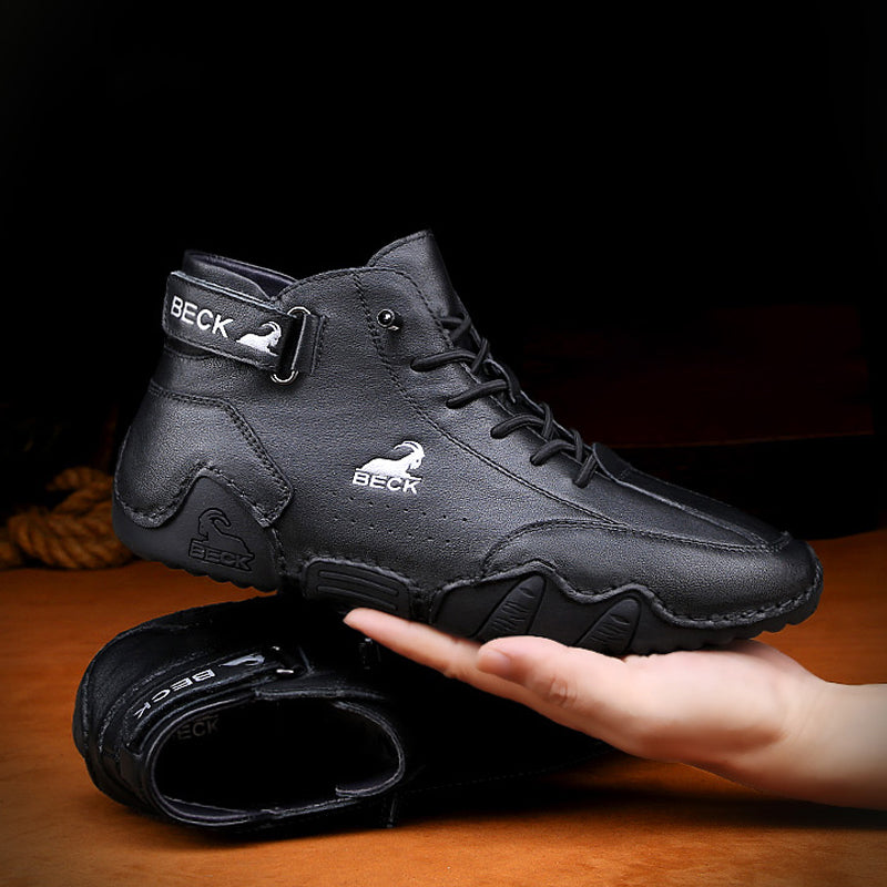 Leather Soft Sole High Top Casual Shoes