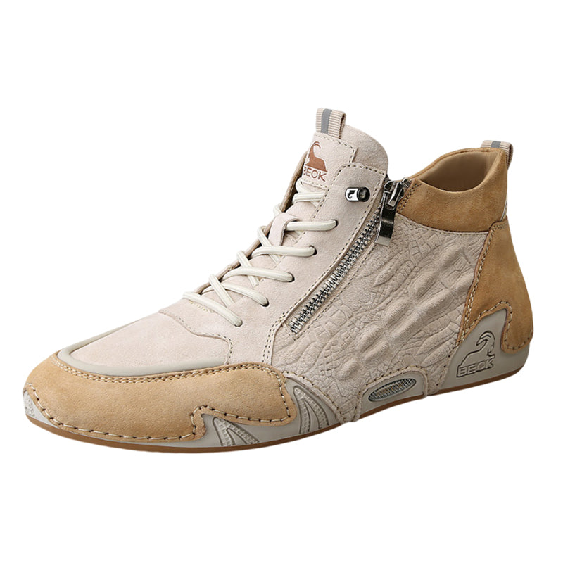 Crocodile Print High-top Soft-soled Zip-up Casual Shoes BOOTS