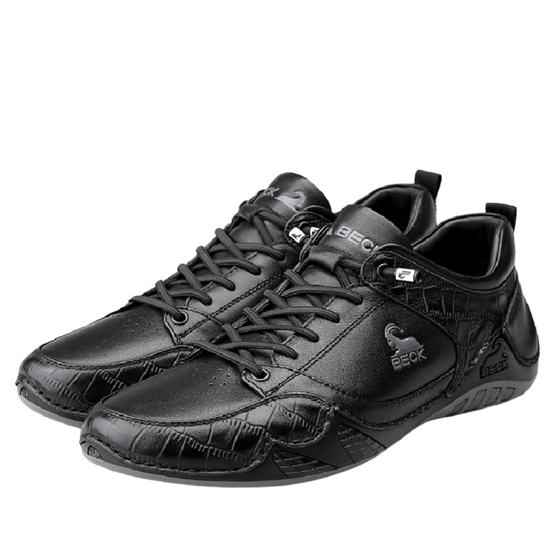 Crocodile Print Patchwork Fashion Casual Leather Shoes