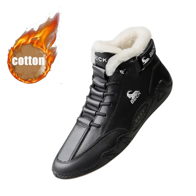 Leather Non-slip Soft Sole Warm Daily Casual High-top Sneakers